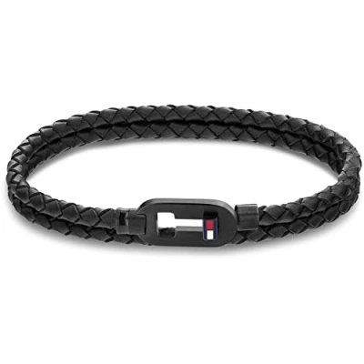 Afbeelding van Tommy Hilfiger Jewelry 2790386 Herenarmband van zwart leer, Eén maat, Zonder edelstenen, taille unique, edelstenen