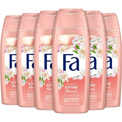Afbeelding van FA Divine Moments douchegel (6 x 250 ml), 95% natuurlijke ingrediënten, stuur je zintuigen op een prachtige reis en geniet van de fluweelzachte geur wilde camelia