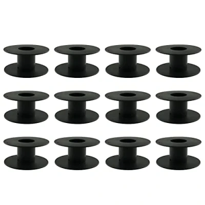 Afbeelding van JCBIZ 12 stuks lege plastic spoelen 69 mm zwart voor lint, kralen en touw