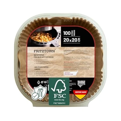 Afbeelding van FRITZTOWN® Air Fryer Paper 100 vellen bakpapier met antiaanbaklaag voor heteluchtfriteuse, magnetron en oven, 20 x cm, hitte vetbestendig