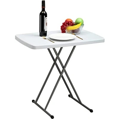 Afbeelding van HollyHOME Klaptafel, campingtafel, 76 cm, picknicktafel met in hoogte verstelbare handgreep, tafel voor tuin, barbecue, restauratie, feest, keuken, buiten, binnen