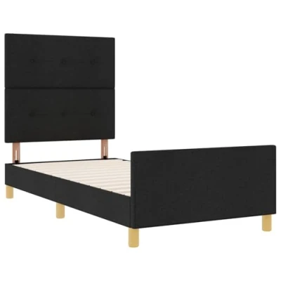 Afbeelding van vidaXL Bedframe Zwart Hout Eenpersoons Eenpersoonsbedframe Rechthoekig