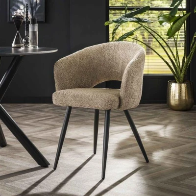Afbeelding van Hoyz Armstoel Salon Boucle Zandkleur Set van 2