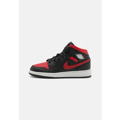 Afbeelding van Jordan AIR 1 MID Unisex Basketbalschoenen voor kinderen, Maat: 39, Black/varsity red/summit white Leer/ synthetisch