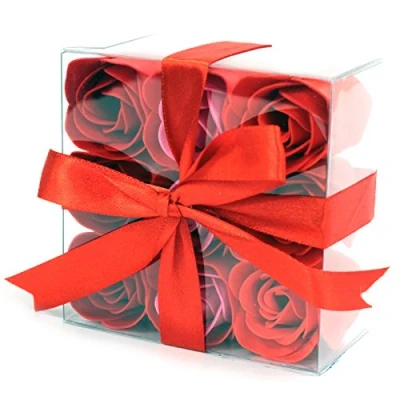 Afbeelding van zeep bloemen Rode rozen set van 9 cadeauset zeeprozen Valentijn Moederdag