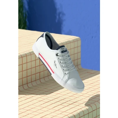 Afbeelding van Pepe Jeans Brady Basic Sneakers laag, Heren, Maat: 45, White Katoen