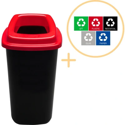 Afbeelding van Plafor Prullenbak 45L rood, gemakkelijk afval recyclen