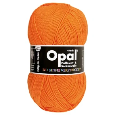 Afbeelding van Frida&#039;s Wollhaus Opaal Effen wol, 4 laags, 100 g, voor sokken, breiwol, viltvrij, 35 kleuren (2013, neonoranje)