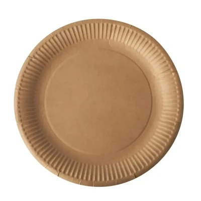Afbeelding van Kartonnen Servies Borden Bruin Karton Rond &quot;Pure&quot; Ø 230mm