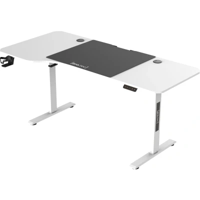 Afbeelding van Game bureau Stryn zit sta elektrisch 160x60/75x72 117 cm wit en zwart