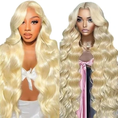 Afbeelding van Tuheerst Blonde Human Hair Pruik Body Wave voor dames, echt haar, 4 x 4#613, Zwitserse kant, 100% onbewerkt, Braziliaans Remy geen geur 45 cm