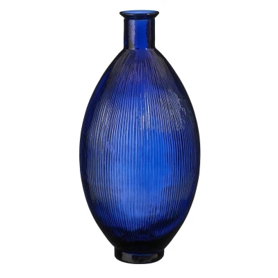 Afbeelding van Firenza Fles Vaas H59 x Ø29 cm Gerecycled Glas Donkerblauw
