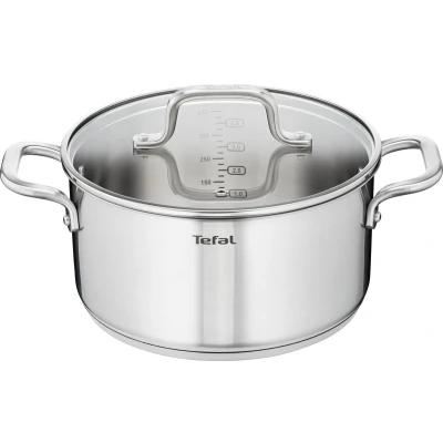 Afbeelding van Tefal Kookgerei Virtuoso Kookpan + Glazen Deksel 24 Cm Zilver