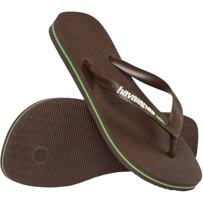 Afbeelding van Havaianas heren Brasil slipper met logo in de kleur Donkerbruin, maat: 43/44