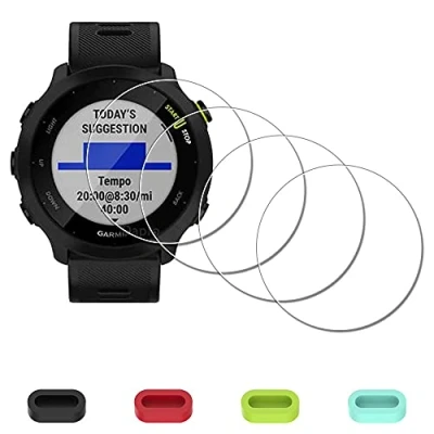 Afbeelding van 4 stuks displaybeschermfolie van gehard glas voor Garmin Forerunner 55 + delige iDaPro oplaadpoortbescherming, hardheid 9H