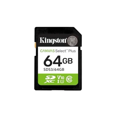 Afbeelding van Kingston Technology 64GB SDXC Canvas Select Plus Gen3 100MB/s C10 UHS I U1 V10