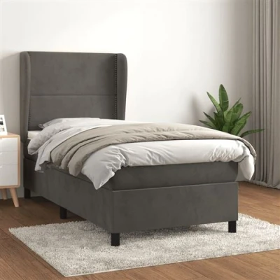 Afbeelding van vidaXL Boxspring met matras fluweel donkergrijs 90x190 cm