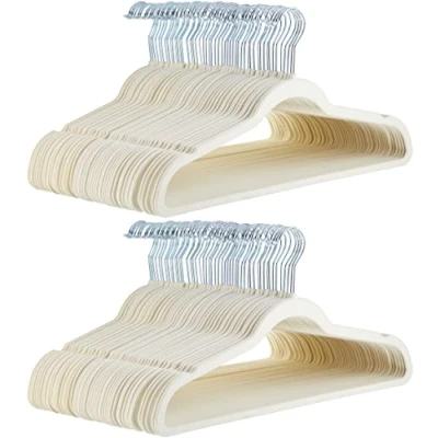 Afbeelding van Amazon Basics 100 stuks smalle en antislip kleerhangers voor overhemden, kostuums, ivoorkleur