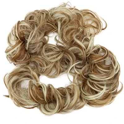 Afbeelding van PRETTYSHOP XXL Haarstukje Haarwokkel Opgestoken Volumineus Gekruld Knoet Lichtbruin Blond Mix HW34