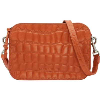 Afbeelding van LIEBESKIND BERLIN Leren Schoudertas Croco Luka Crossbody Bag Dark Mandarine Oranje