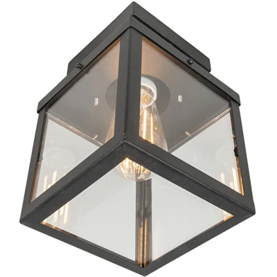 Afbeelding van QAZQA rotterdam Moderne Plafondlamp voor buiten 1 lichts L 160 mm Zwart Buitenverlichting