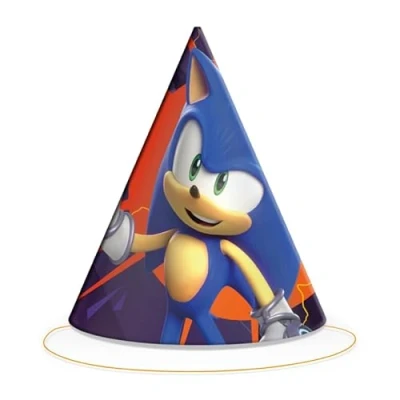 Afbeelding van BeenSmile, Sonic Prime 6 stuks kartonnen mutsen voor kinderverjaardagsdecoratie