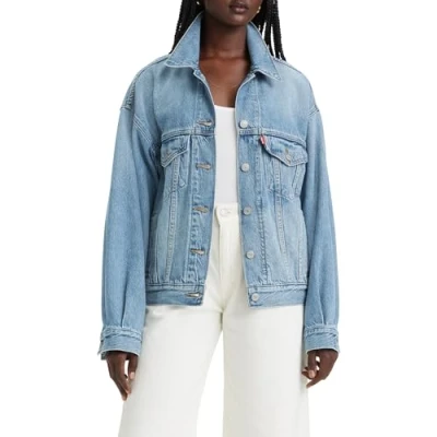 Afbeelding van Levi&#039;s dames 90&#039;s Trucker spijkerjas in lyocellblend met medium wassing de kleur Indigo, maat: XS