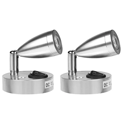 Afbeelding van CPROSP 2 stuks 12 V led leeslampen voor camper aluminium met eigen schakelaar, warm wit, 3000 3500 K, 220 lumen, 60 x 96 mm, zilver