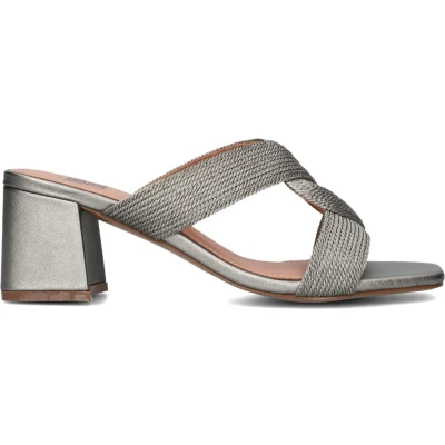 Afbeelding van Bibi Lou ALTI Muiltjes met hak, Dames, Maat: 36, Gunmetal Leer en textiel