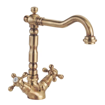 Afbeelding van PB klassieke wastafelkraan sterknoppen uitloop 18,5 cm Brons 1208854962