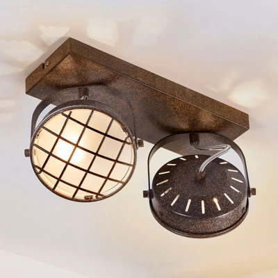 Afbeelding van Lindby buitenspot 2lichts Metaal, glas H: 18 cm G9 roest, wit