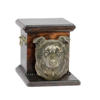Afbeelding van Elegante urn hond voor hondenas met Border Collie buste