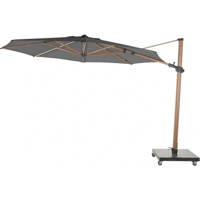 Afbeelding van Parasol Siesta Premium 350 cm dia. antraciet met houtlook frame 4so