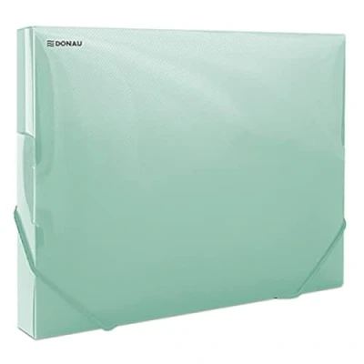 Afbeelding van DONAU 8545002PL 06 Documentenbox met elastiek van kunststof, 700 μm, groen, transparant, voor DIN A4, rugbreedte 30 mm, zijvleugels, opvouwbaar, kantoor en school