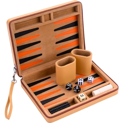 Afbeelding van Backgammon 9&#039;&#039; beige zipper, beige/ oranje/zwart
