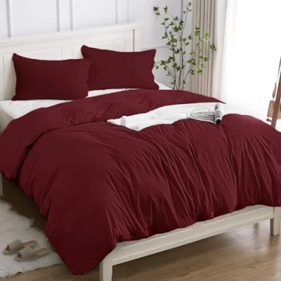 Afbeelding van Dekbedovertrek 100% katoen voor eenpersoonsbed, 140 x 200 cm (1 kussensloop 50 80 cm), beddengoed van hoogwaardig 150 g/m², Oeko Tex® gecertificeerd, zacht, ademend, hypoallergeen,