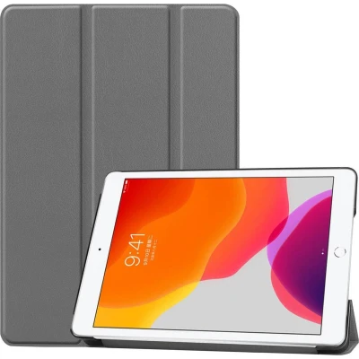 Afbeelding van iMoshion Tablet Hoes Geschikt voor iPad 8 (2020) 8e generatie / 7 (2019) 7e 9 (2021) 9e Trifold Bookcase Grijs