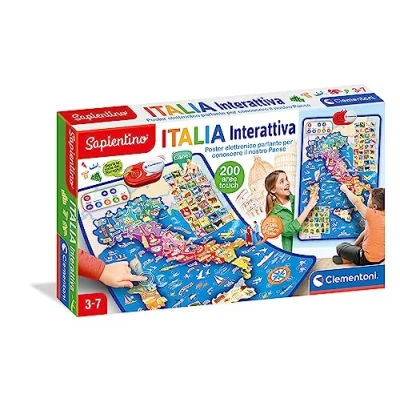 Afbeelding van Clementoni Sapientino La Posterkaart, interactieve kaart, politieke Italiaanse educatief 3 jaar, elektronica, aardrijkskundespel voor kinderen, kleur, 16445