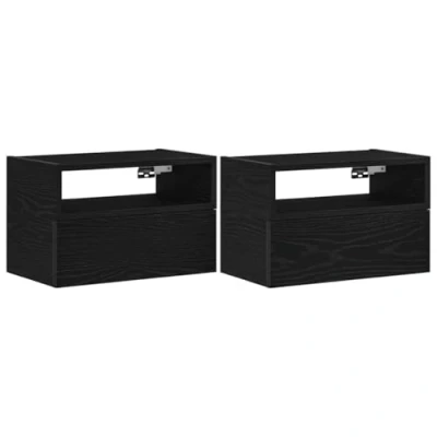 Afbeelding van vidaXL Nachtkastjes 2 st wandgemonteerd 45x26x28,5 cm zwart