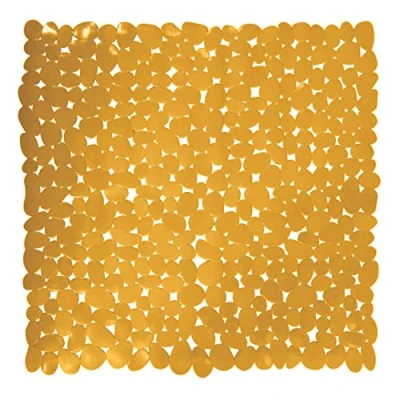 Afbeelding van MSV Douche/bad anti slip mat badkamer pvc saffraan geel 53 x cm zuignappen steentjes motief