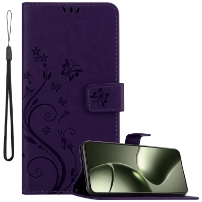 Afbeelding van Cadorabo Hoesje geschikt voor Xiaomi 14T in BLOEMEN DONKER PAARS Beschermhoes bloemmotief met magnetische sluiting, standfunctie en kaartsleuven Book Case Cover Etui