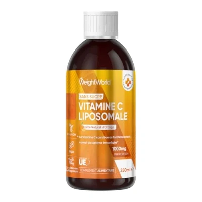 Afbeelding van Lipsomale Vitamine C 250 ml 1000mg Vloeibare Best opneembare vorm van Suikervrij en met Sinaasappelsmaak Alternatief voor capsules andere pillen 100% Natuurlijk WeightWorld