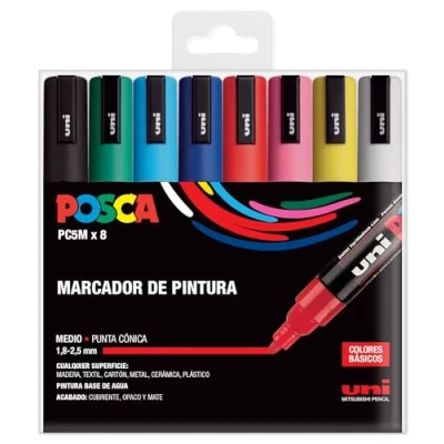 Image de Posca UNI ROTULADOR Uniposca PC 5M Set 8 unidades