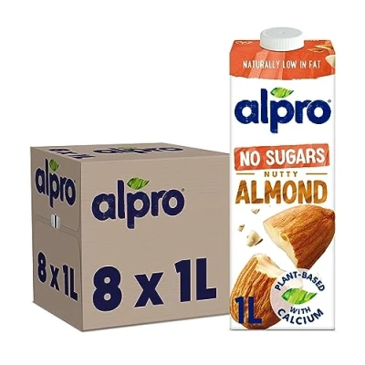 Afbeelding van Alpro Amandelmelk zonder suiker, natuurlijk, veganistisch, 8 x 1 l