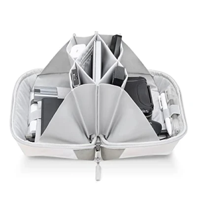 Afbeelding van Elektronica Case, spatwaterdichte accessoiretas, gadget organizer tas, USB kabelorganizer, reisvriendelijk, AB03007, wit, Accessoiretas