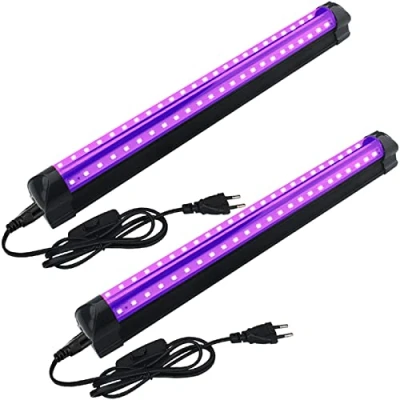 Afbeelding van Eleganted 395 nm, 10 W, ledbuis, zwart, 2 stuks, 48 leds, uv lichtbalk, DJ discolicht, zwart licht voor Halloween, Kerstmis, avond, bodyschilderij, make up, neon