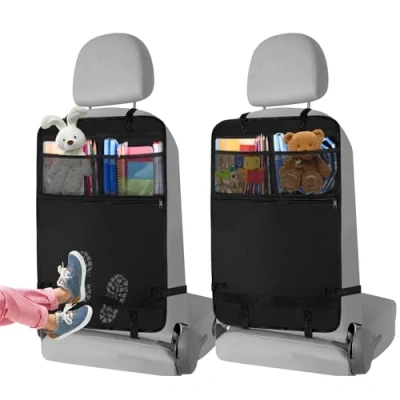 Afbeelding van AiQInu 2 stuks autorugleuningbeschermers voor kinderen, waterdicht en gemakkelijk te reinigen Oxford weefsel, met netvakken iPad, tablet, auto organizer kinderen