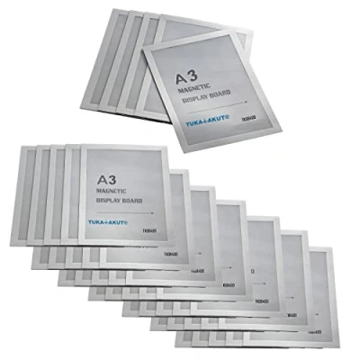 Afbeelding van TUKA i AKUT TKD8400 A3 40x magnetisch displayframe, zelfklevend voor borden, zilverkleurig, magneetsluiting, portemonnee met 40 stuks, kleur zilver,