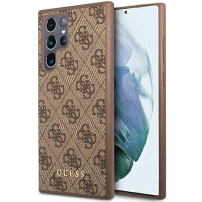 Afbeelding van Guess Hoesje Hard Case 4G Logo Metal Bruin Geschikt voor Samsung Galaxy S23 Ultra