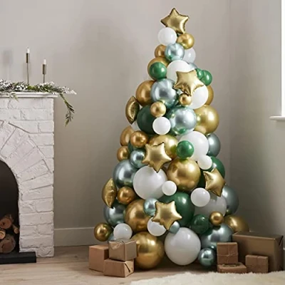 Afbeelding van Ginger Ray Ballon Kerstboom Groen, Goud en Wit Kit